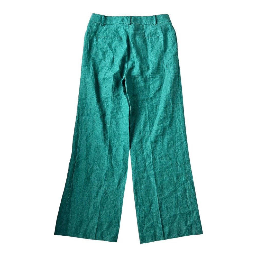 Talbots Greenwich Women's 8 Heritage Green 100% Linen Wide Leg Pants Trousers - Picture 4 of 7